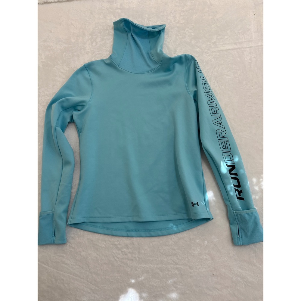 Under Armour ColdGear Womens Large Blue Funnel Neck Long Sleeve Fitted Top